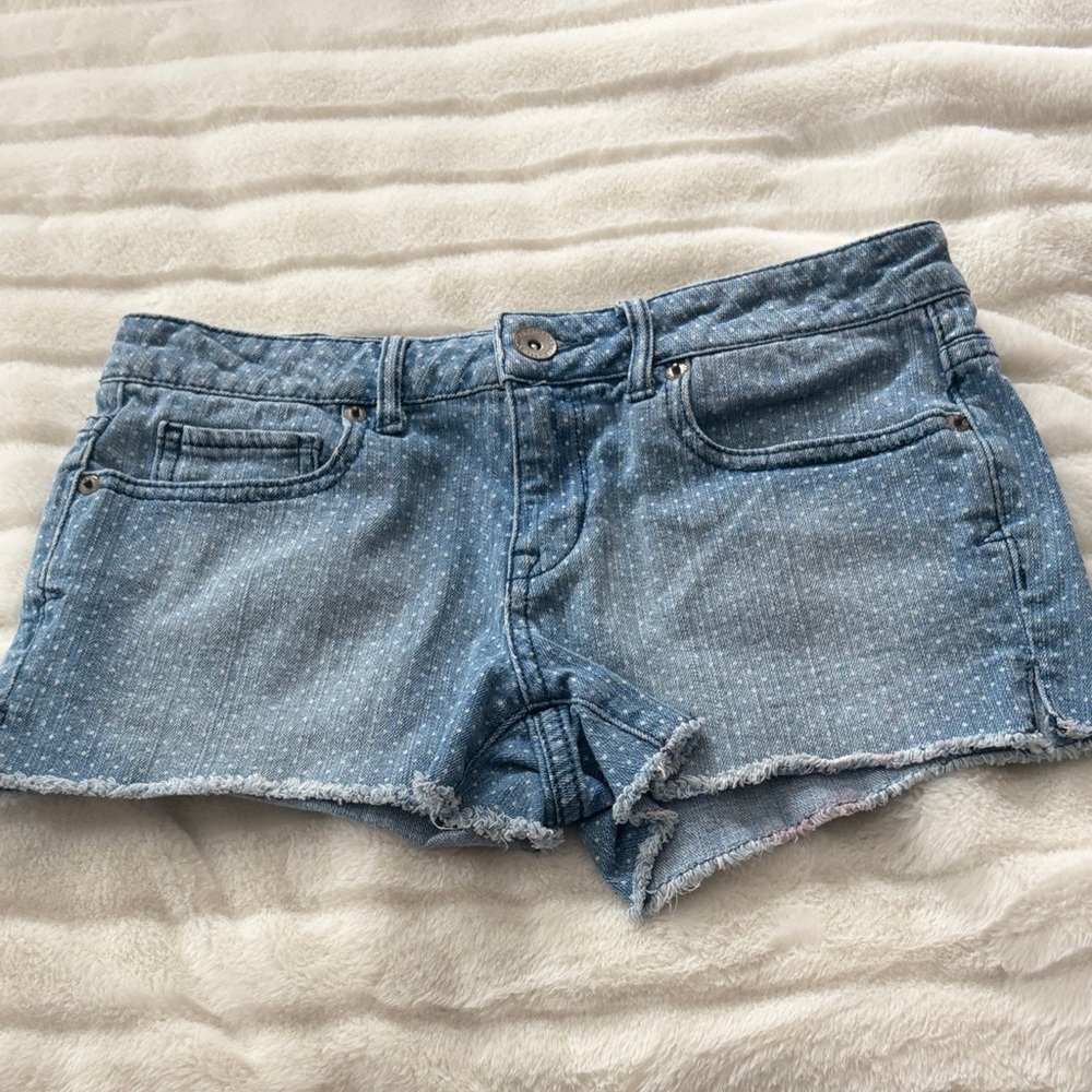 Aeropostale Light Blue Jean Shorty Shorts with dot pattern  Sz 4